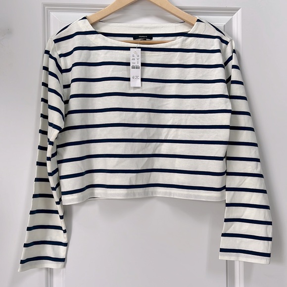 J. Crew Tops - NWT JCrew Cropped boatneck T-shirt in mariner cotton, size XS